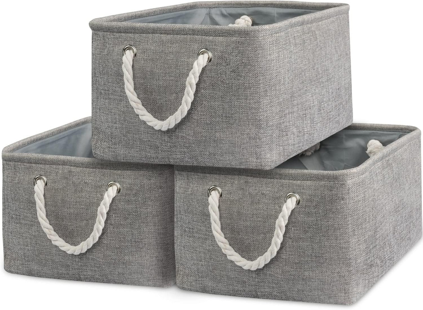 TcaFmac Storage Bins for Organization - Large 3 Pack Canvas Storage Basket for Shelves with