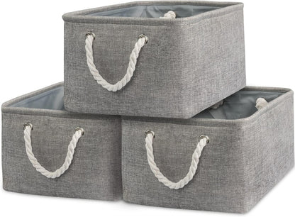 TcaFmac Storage Bins for Organization - Large 3 Pack Canvas Storage Basket for Shelves with