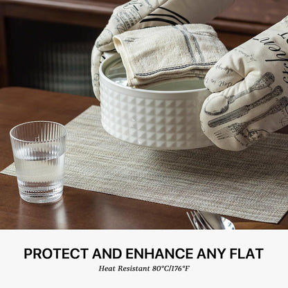 LEXMORE PlaceMats Set of 12 Vinyl/Plastic Woven Place Mats for Kitchen Table Indoor/Outdoor