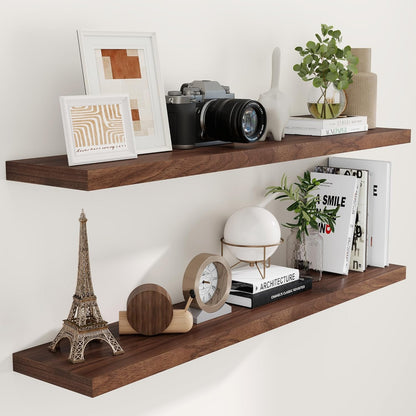 55 Inch Floating Shelves Set of 2, Rustic 55 x 9 Floating Shelf for Wall, 9 Inch Deep Wall Shelves