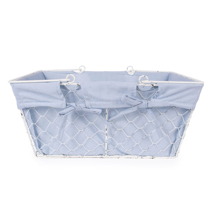 DII Farmhouse Chicken Wire Egg Basket, Storage Baskets with Liner, Denim, 16x12x7.88"