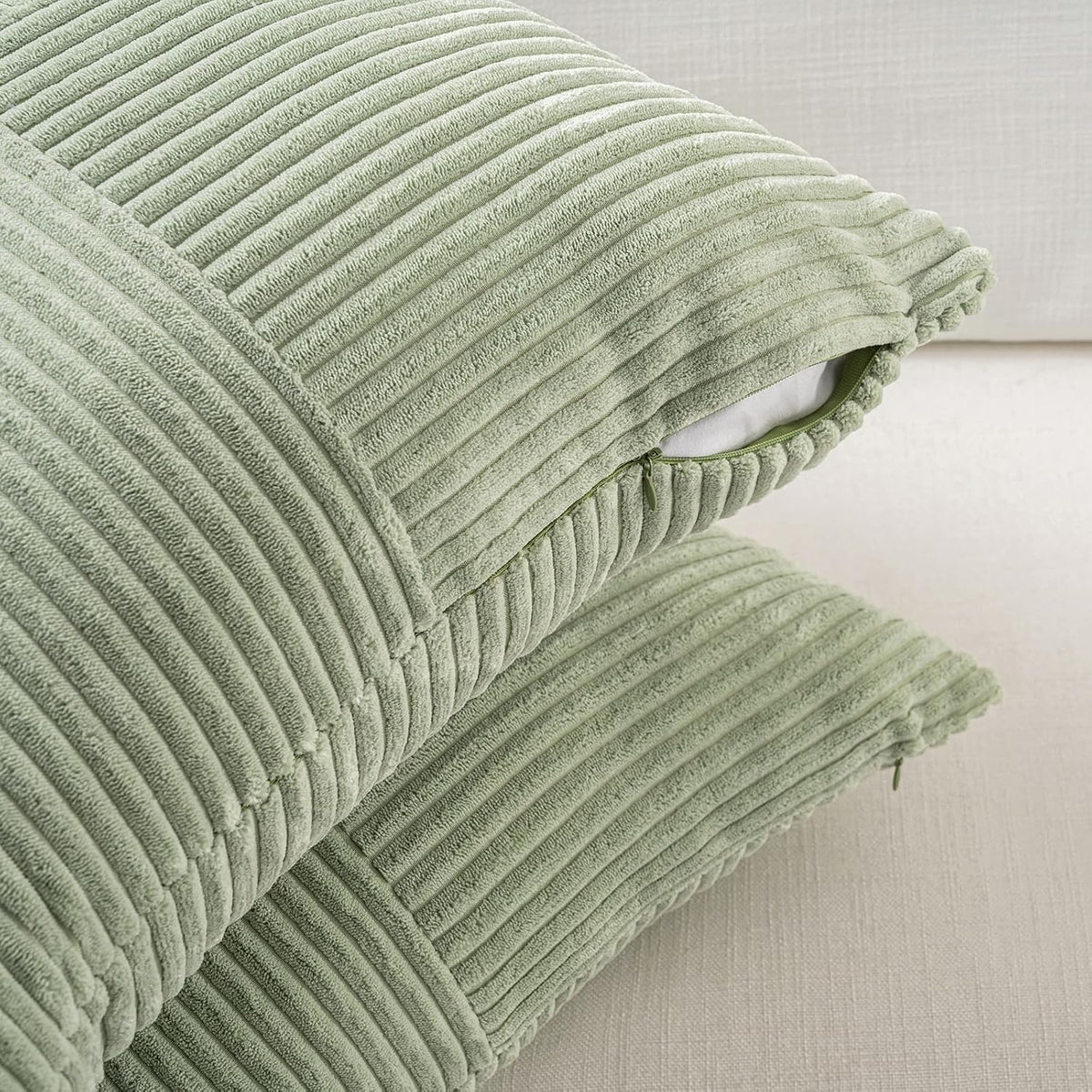 Fancy Homi Set of 2 Sage Green Boho Long Lumbar Body Decorative Throw Pillow Cover 14x36 Inch for