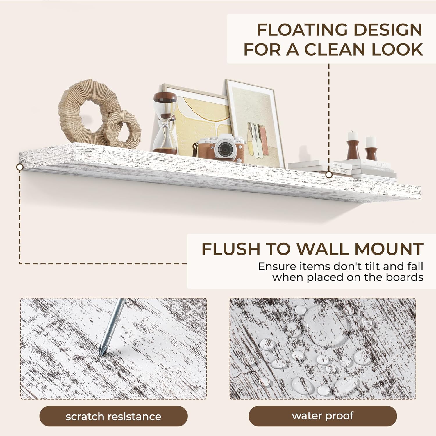 RICHFOCUS 72Inch Floating Shelves for Wall 2 Pack Shelves for Bedroom|Kitchen|Bathroom Wall Mounted