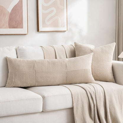 Fancy Homi 2 Packs Tan Decorative Throw Pillow Covers 16x16 Inch for Living Room Couch Bed Sofa