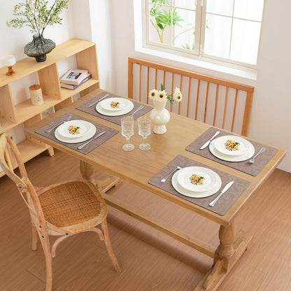 FROMHEART Faux Leather Placemats Set of 12–Waterproof,Heat/Oil Stain-Resistant PU Table