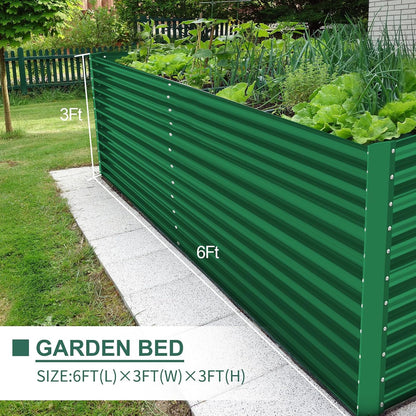 Land Guard 6x3x3ft Rectangular Galvanized Raised Garden Beds, Large-Capacity Metal Planter Box