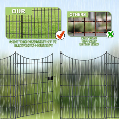 10 Panels Garden Fence Dog Fence Outdoor for Yard, 40in H x 23.6ft L Rustproof Metal Fencing with