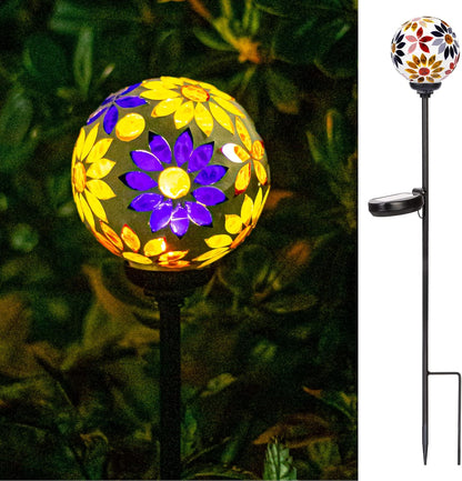 VCUTEKA Solar Garden Lights, Mosaic Solar Lights Outdoor Decor Pathway Light Waterpoof LED Stake