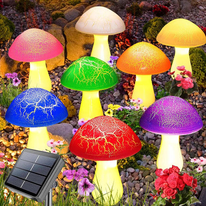 Homeleo 8-Pack Cracked Mushrooms for Garden Decor, Solar Mushroom Lights Outdoor, Super Cute