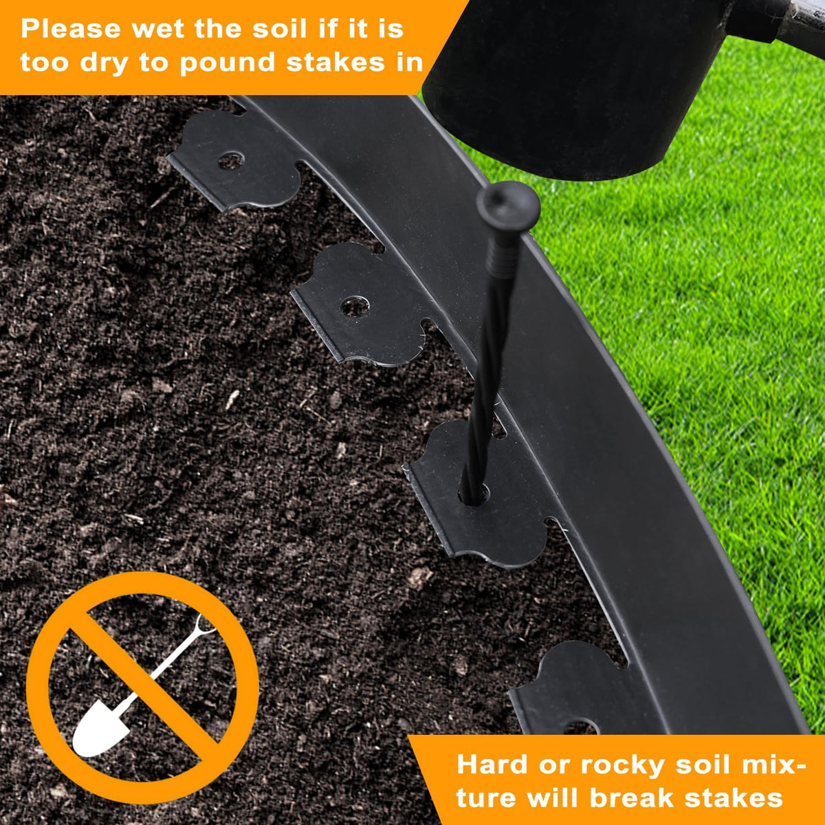 Hugeleaf 4.5 Inch Tall Landscape Edging 60 Feet Garden Edging with 60 Spikes, Plastic Landscape