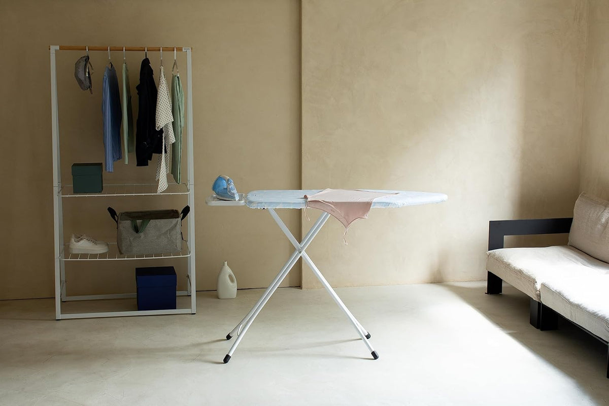 Brabantia Size C Ironing Board (49x18 in) 7 Height Options, Solid Steam Iron Rest Holder (Fresh