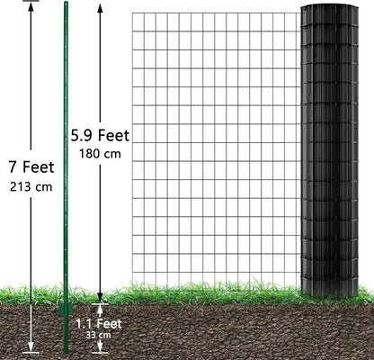 ARIFARO Sturdy Duty Metal Fence Posts 7 Feet assemblable,Pack of 10, No Digging Garden U Post for
