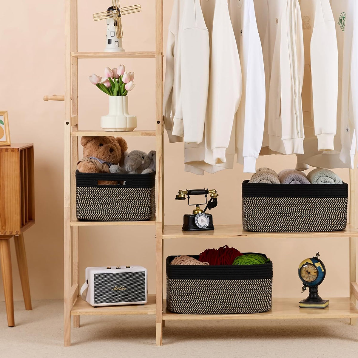 Large Storage Baskets for Shelves, Closet Organizers Bins for Clothes Blanket Towels, Baby Nursery