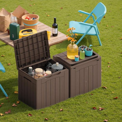 Devoko 30 Gallon Resin Deck Box 2 Pack Outdoor Indoor Waterproof Storage Box for Patio Furniture