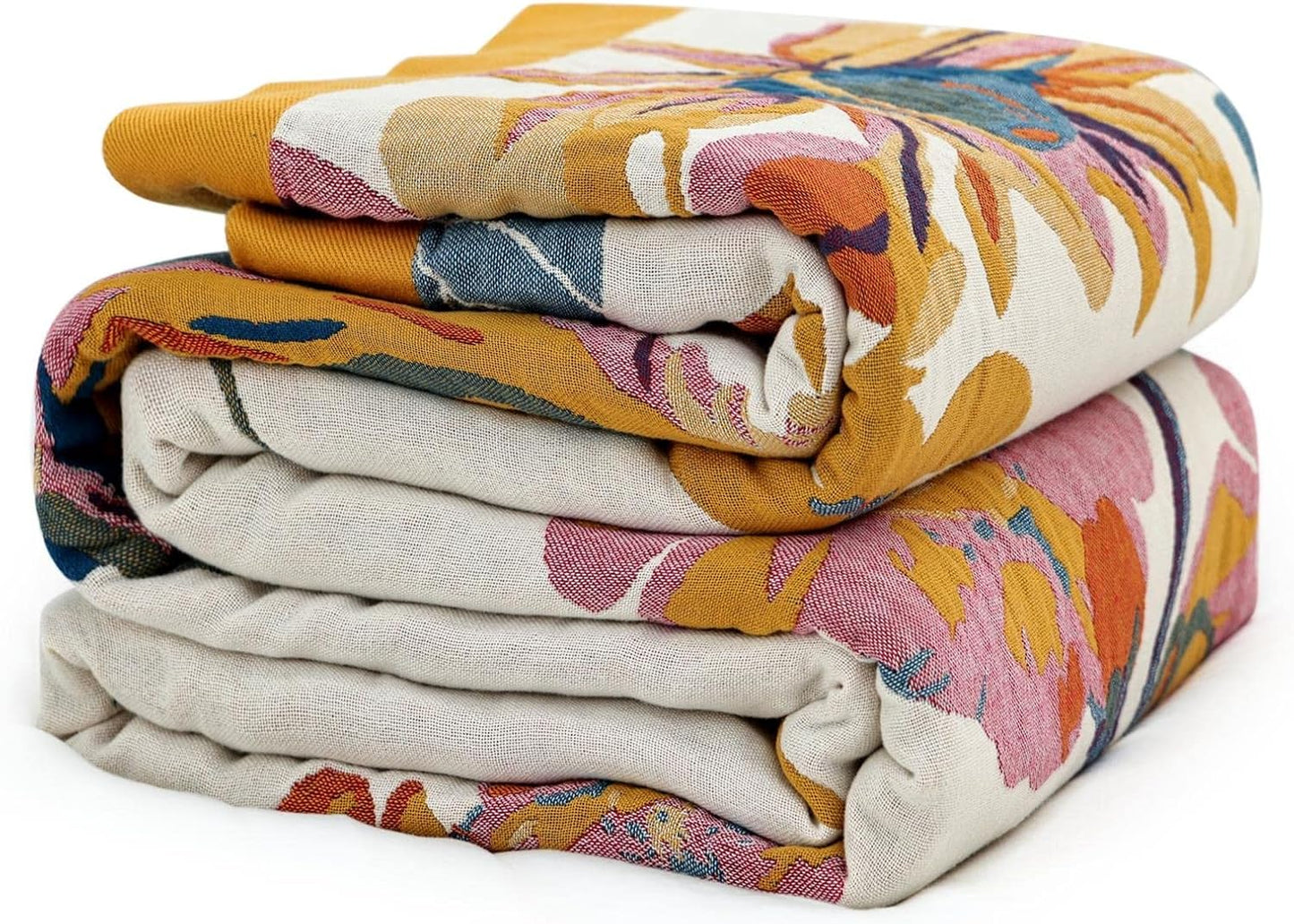 MSGKV Boho Throw Blanket for Couch and Sofa Cotton Cover for Living Room Floral Throw Cozy Blankets