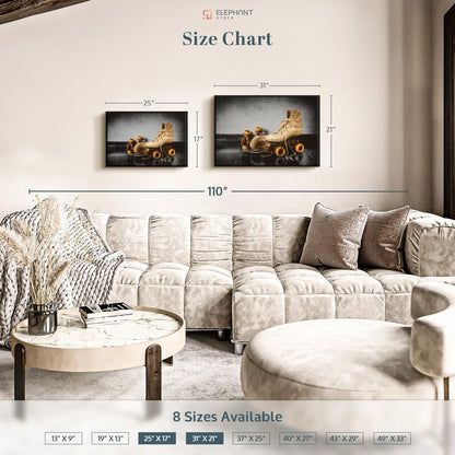 ElephantStock Vintage Skates Pop Wall Art - Horizontal Framed Canvas - 1-Piece Living Room Wall