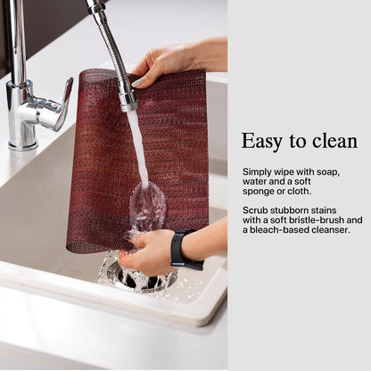 Placemats Set of 8 - Easy Clean Woven Vinyl Placemats for Dining Table, Indoor/Outdoor Place Mats