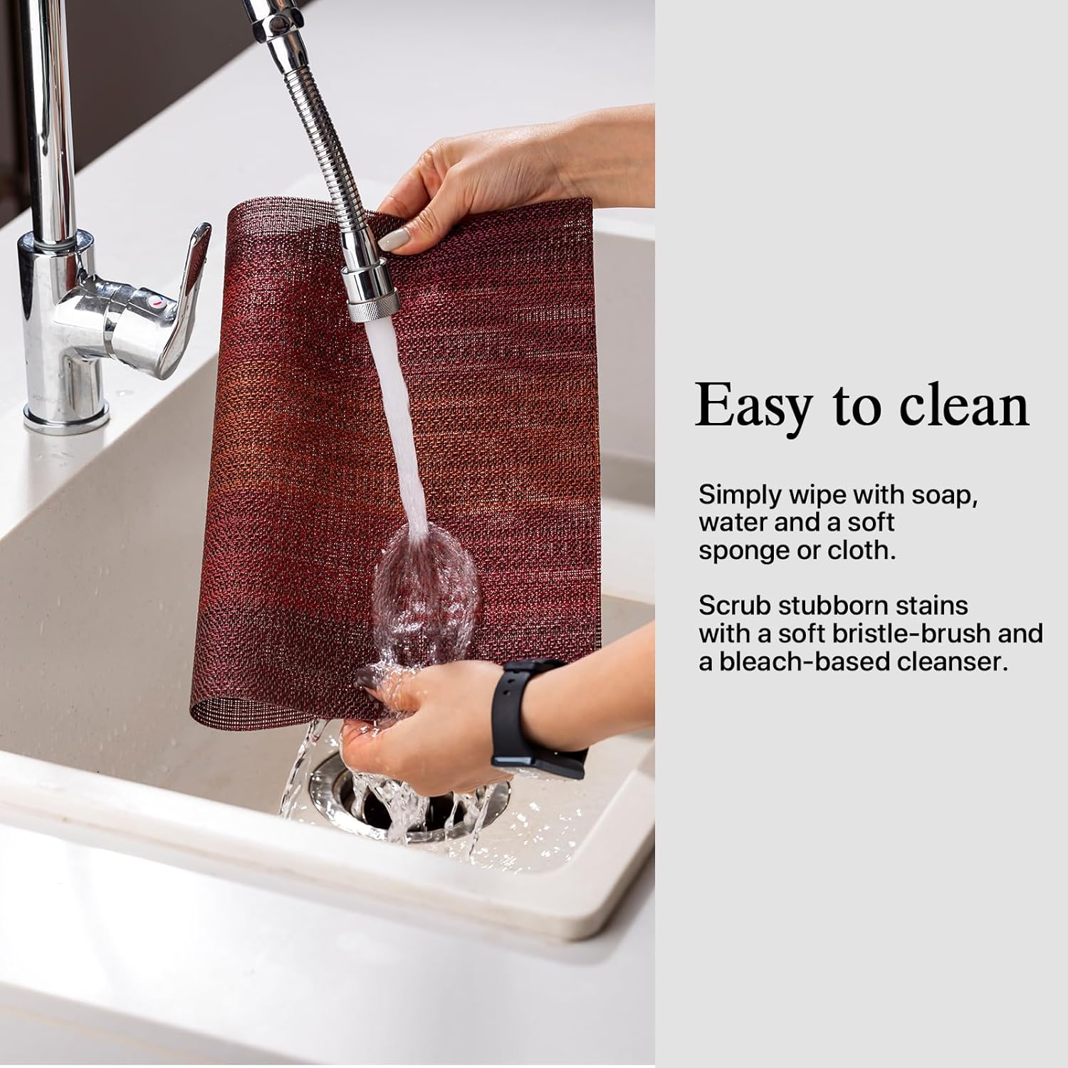 Placemats Set of 6 - Easy Clean Woven Vinyl Placemats for Dining Table, Indoor/Outdoor Place Mats