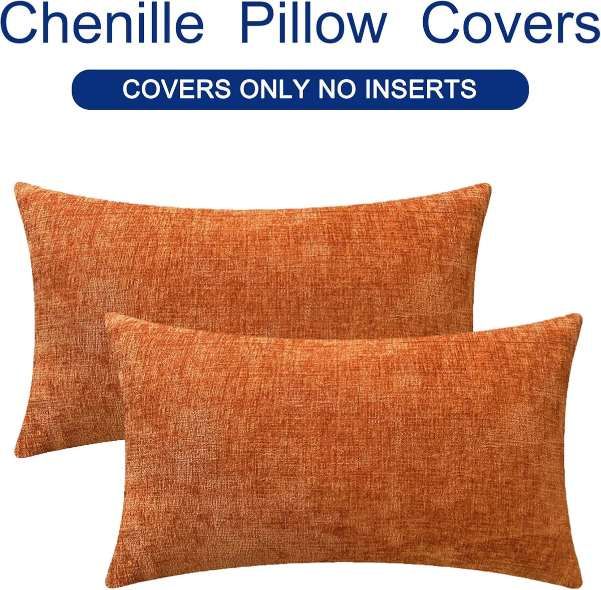 CaliTime Fall Throw Pillow Covers Decorative 12 X 20 Inches Pack of 2 Cozy Chenille Cushion Cases