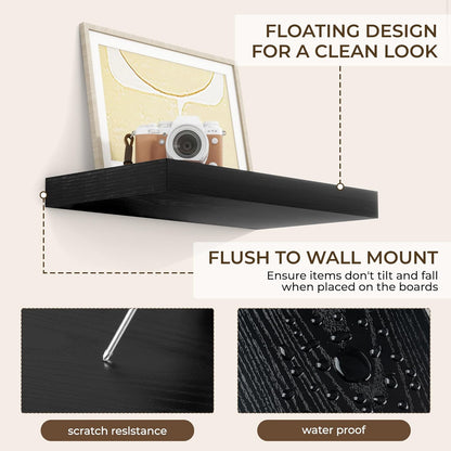 RICHFOCUS 16Inch Floating Shelves for Wall 2 Pack Shelves for Bedroom|Kitchen|Bathroom Wall Mounted