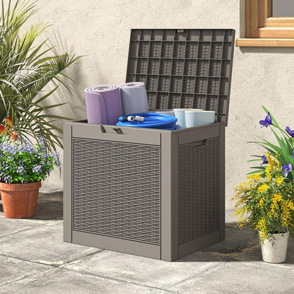 31 Gallon Deck Box, Resin Outdoor Storage Box, Waterproof and UV Resistant Deck Box, Lightweight