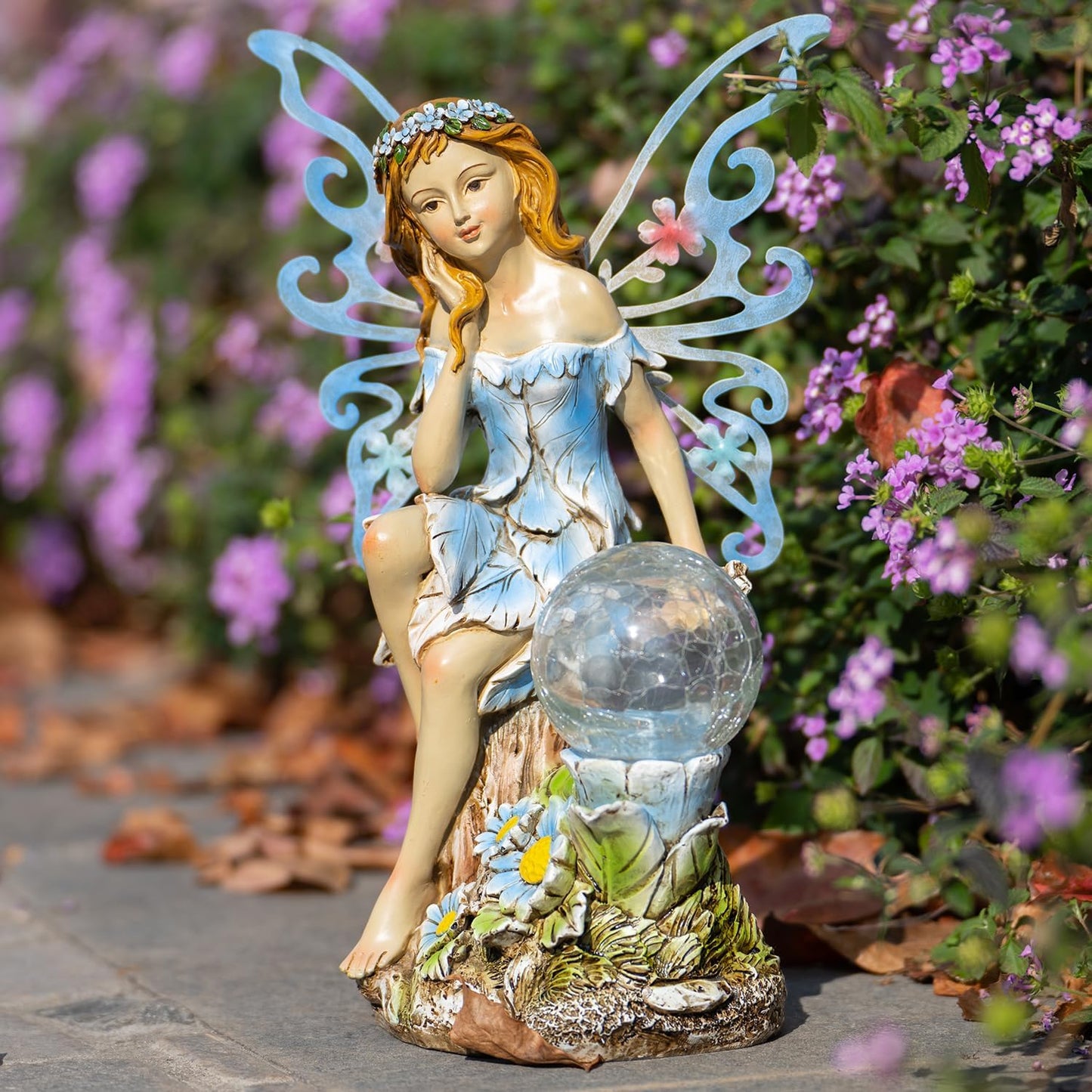 Garden Fairy Decor,Solar Outdoor Statues, Fairy Garden Accessories, Fairy Figurine for Outside