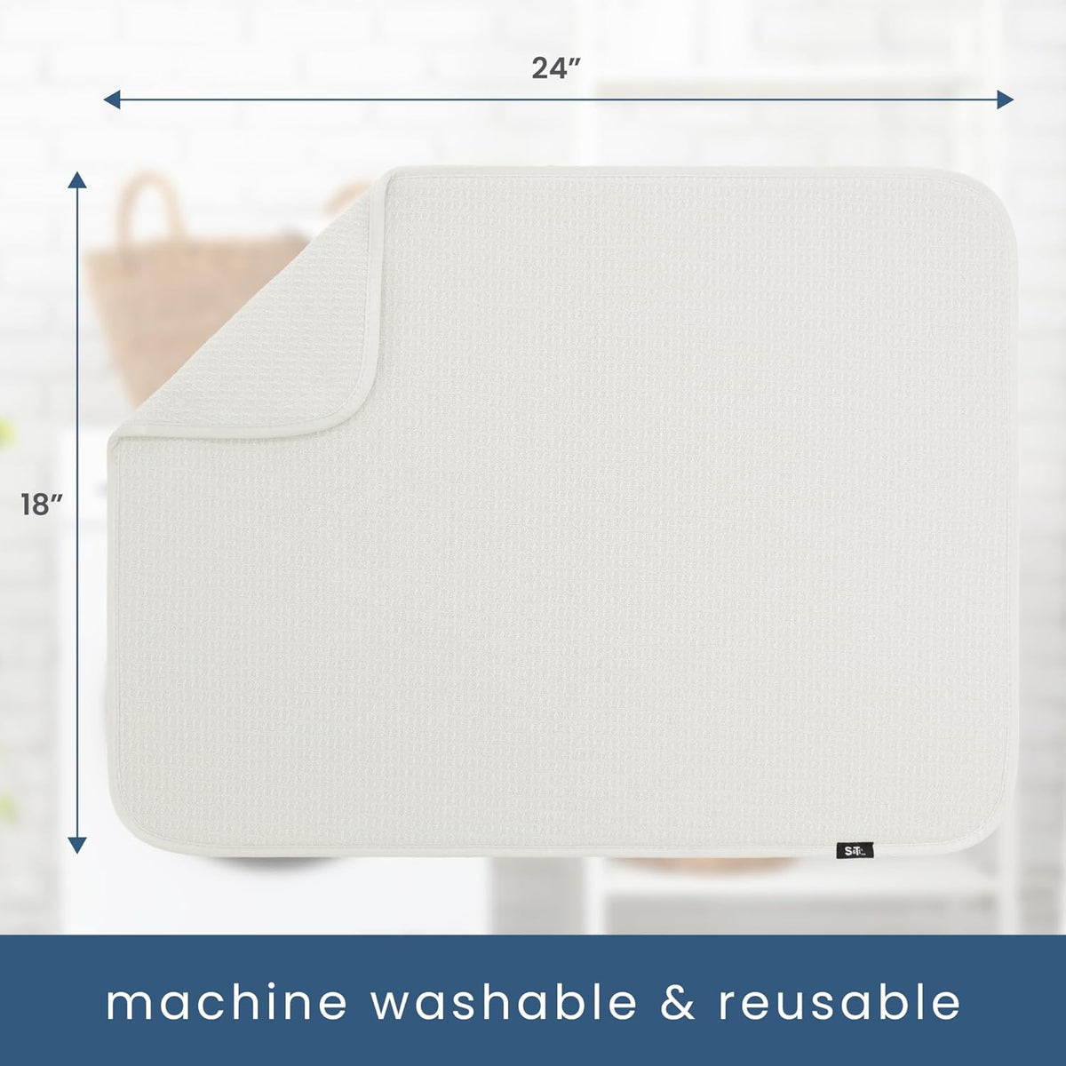 S&T INC. Dish Drying Mat XL, 18” x 24”, Absorbent Microfiber Kitchen Counter Mat, Dish Drying Pad