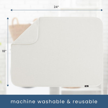 S&T INC. Dish Drying Mat XL, 18” x 24”, Absorbent Microfiber Kitchen Counter Mat, Dish Drying Pad