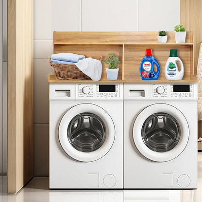 Royxen 2-Tier Washer Dryer Countertop,19.5" H Wood Washer Dryer Topper with Storage Shelf,Laundry