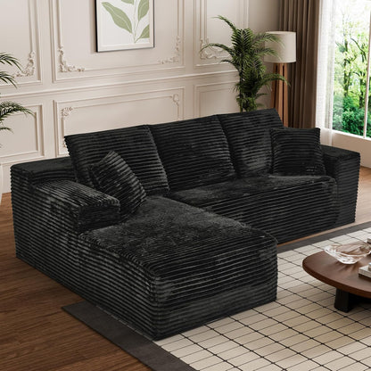Modular Sectional Sofa Cloud Sectional Couch, 107" Comfy Fluffy L Shaped Light Black Couches for