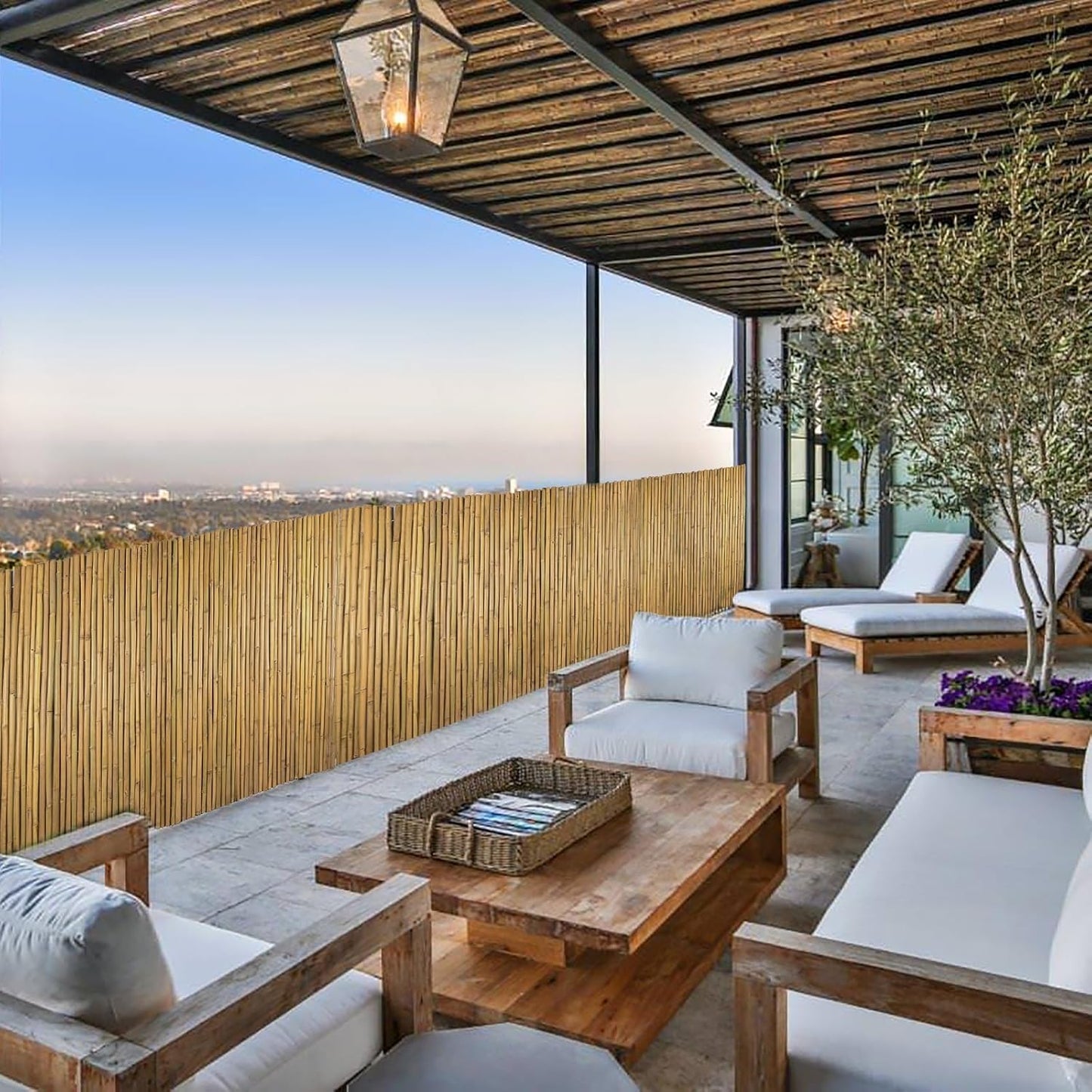 4Ft High x 6 Ft Long x 0.7In D Bamboo Screen, Natural Bamboo Fence Rolls, Eco-Friendly Fencing for