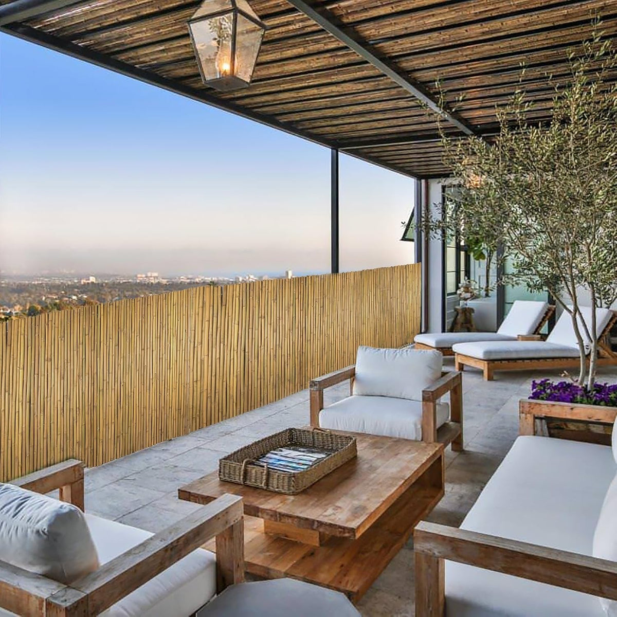 4Ft High x 6 Ft Long x 0.7In D Bamboo Screen, Natural Bamboo Fence Rolls, Eco-Friendly Fencing for