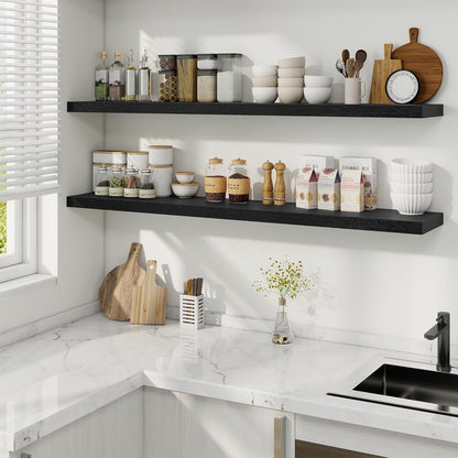 Fun Memories 55 Inch Fireplace Mantel Shelf -Long Floating Shelves, Deep Wall Mounted Farmhouse