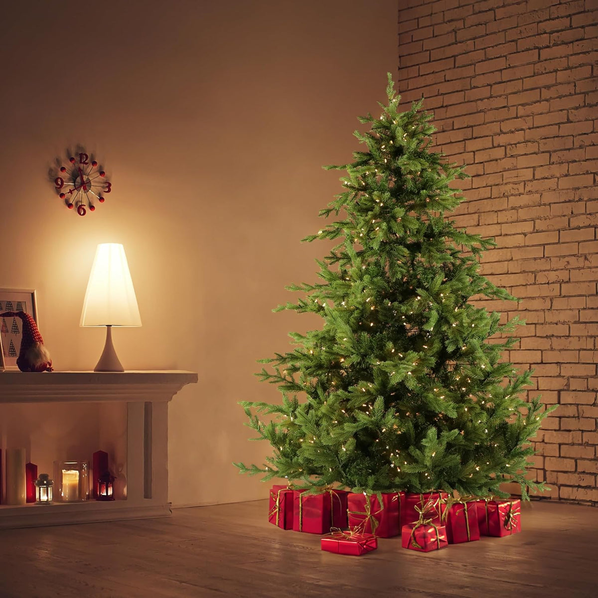 Fraser Hill Farm 9-Ft. Foxtail Pine Artificial Christmas Tree with Warm White LED Lights and Stand