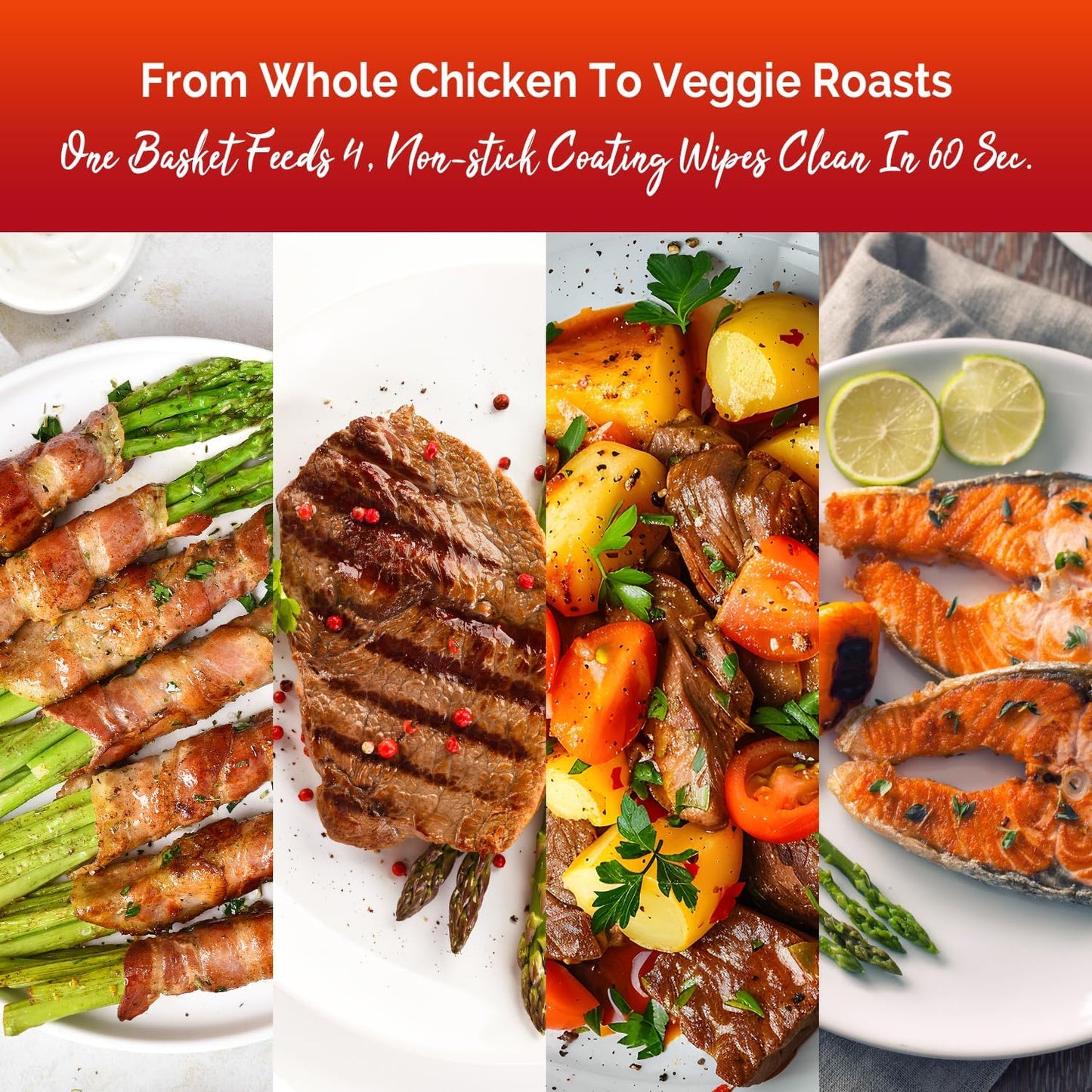 5.8QT Digital Air Fryer with Viewable Window, Adjust Temp & Timer, Air Frying, Reheat, Easy for