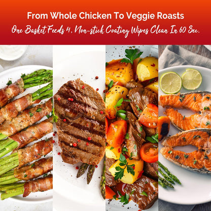 5.8QT Digital Air Fryer with Viewable Window, Adjust Temp & Timer, Air Frying, Reheat, Easy for