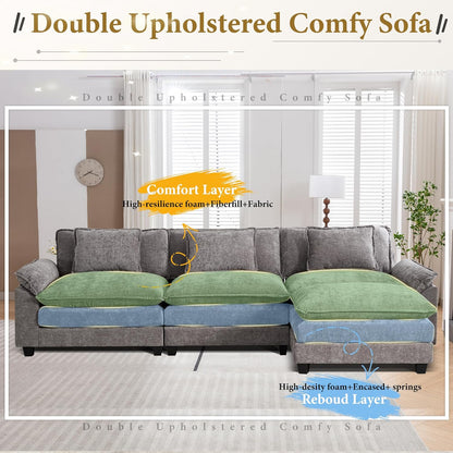 URRED Modular Sectional Sofa Comfy Cloud Couch, Modern Chenille Sofa Sleeper Deep Seat Couches with