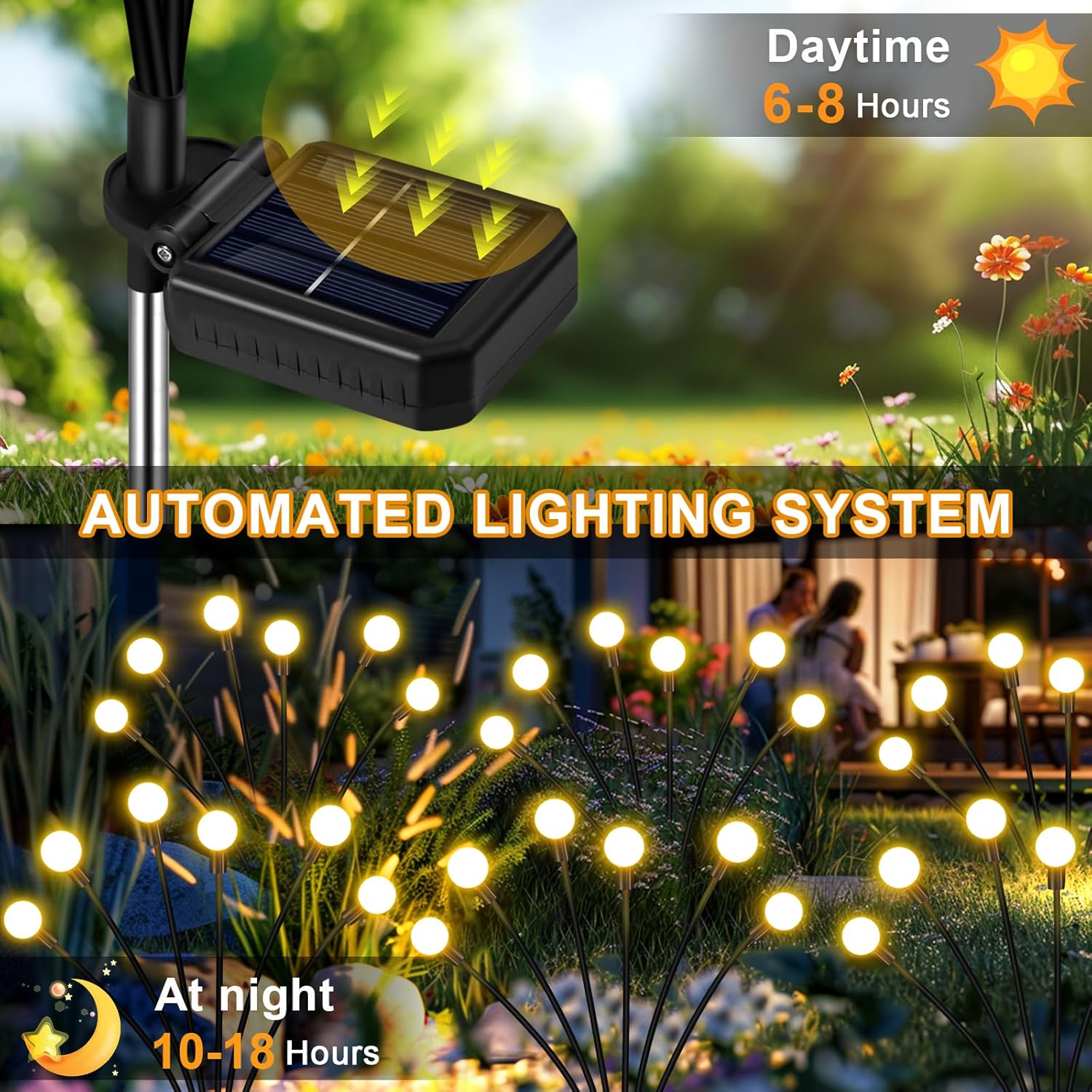 Solar Garden Lights Outdoor, 6 Pack 48LED Waterproof Solar Powered Lights for Yard Pathway Patio