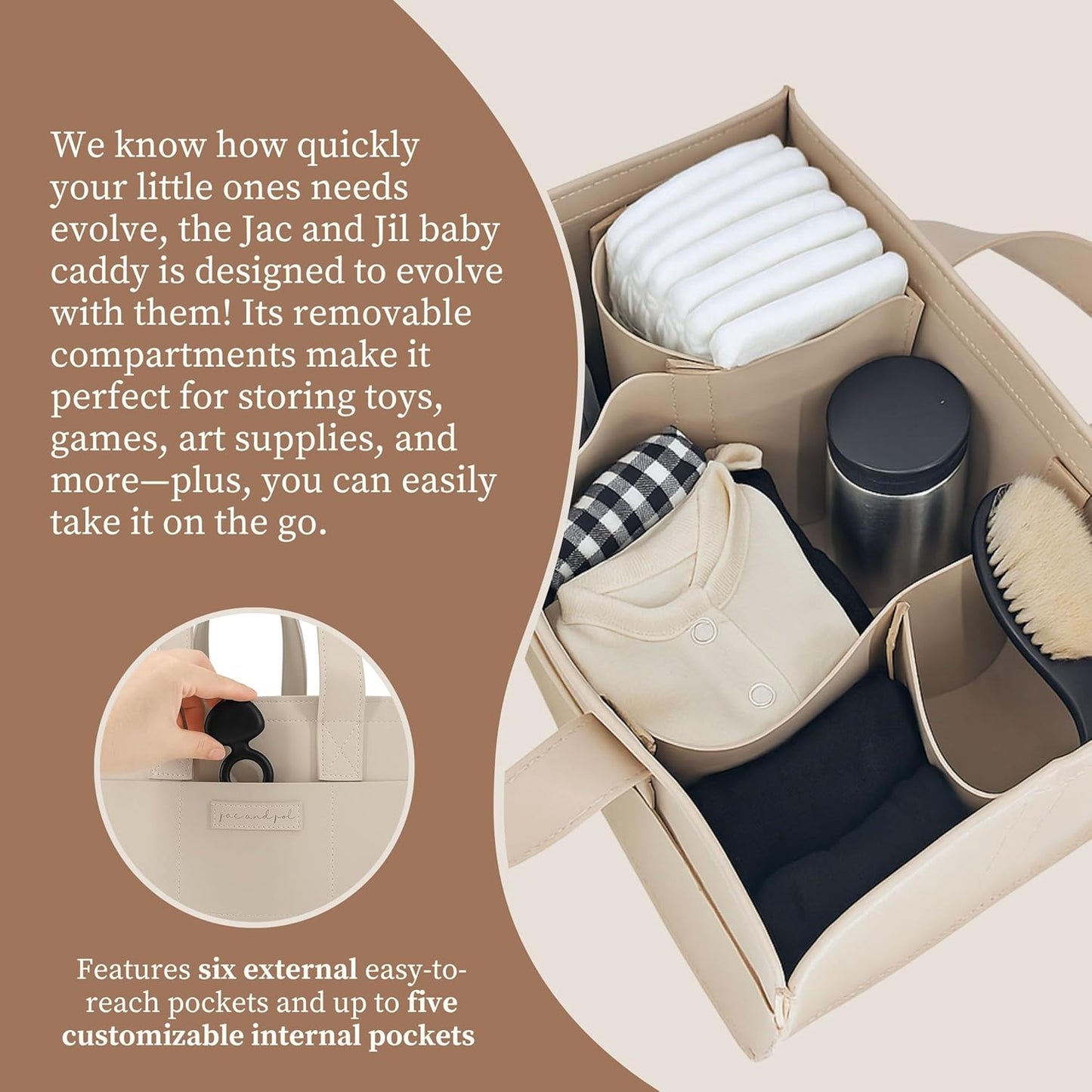 Premium Vegan Leather Baby Diaper Caddy Organizer – Portable Storage Basket for Newborn Essentials