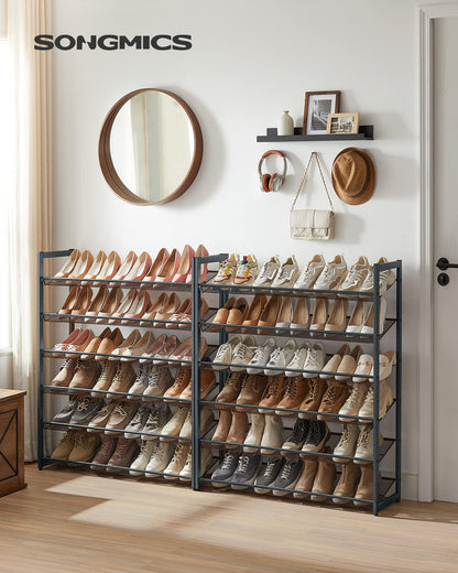 SONGMICS 12-Tier Stackable Shoe Shelf Set, Metal Shoe Storage for Garage, Entryway, with Adjustable