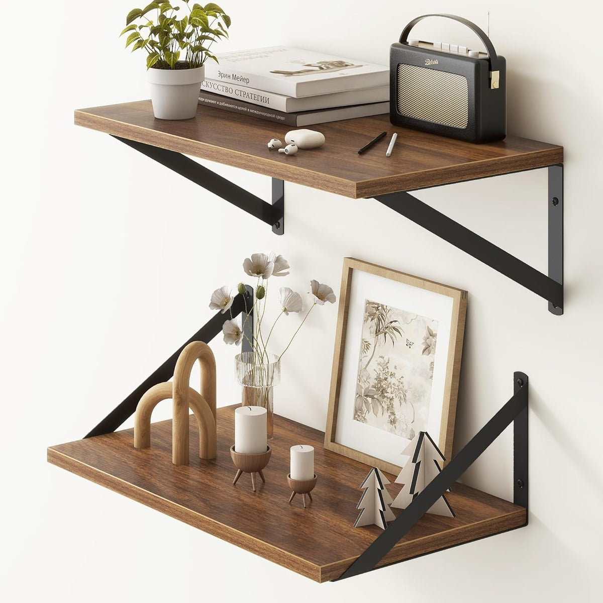 Fun Memories 18" W x10 D Floating Shelves, Farmhouse Wall Shelves Home Decor Shelf, Deep Bathroom