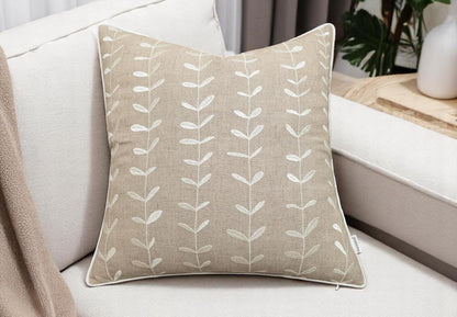 VAGMINE Embroidered Lollipop Pillow Cover - 18x18 Inches Square - 100% Linen Natural Decorative