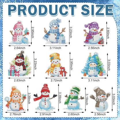 Skylety 20 Pcs Christmas Diamond Art Ornaments Kit Cute Snowman Diamond Painting Ornaments Tag DIY