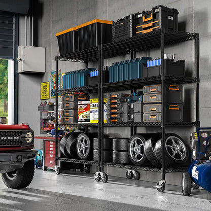 Industrial Metal 4 Tier Shelving for Garage, Pantry, Warehouse, Basement Utility Room, Storage Rack
