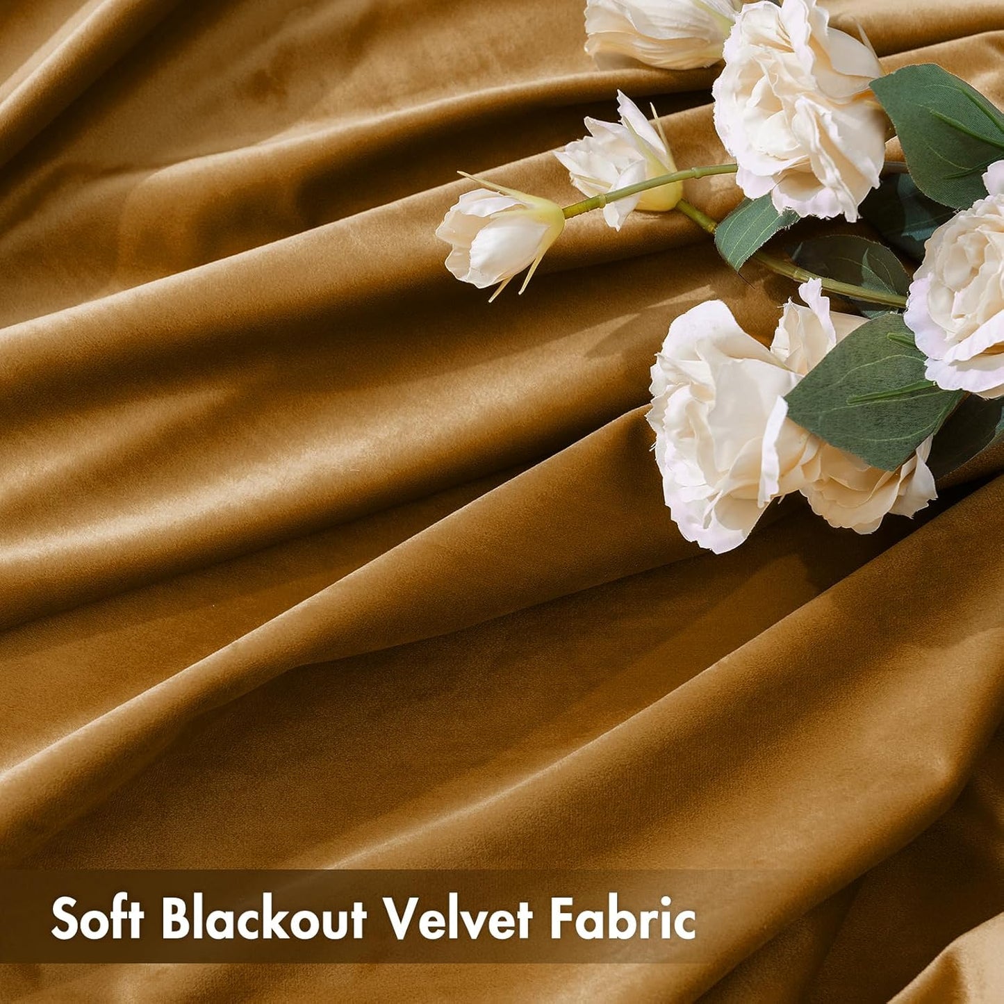 MIULEE Golden Brown Velvet Curtains Thermal Insulated Blackout Curtain Drapes for Bedroom Living