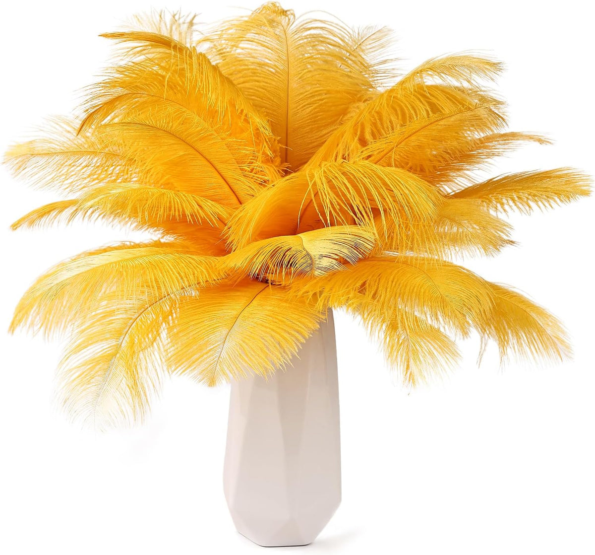 THARAHT Golden Yellow Ostrich Feathers 12pcs Natural Bulk 8-10Inch 20cm-25cm for Crafts Wedding