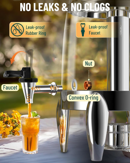 WantJoin Beverage Dispenser With Stand - 3.2 Gallon Drink Dispenser With Ice Core & Fuel Holder