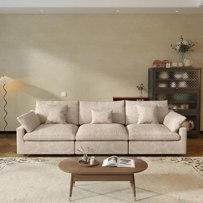 JACH Sectional Couches for Living Room, 3 Seater Cloud Sectional Couch with Deep Seat, Down Filled