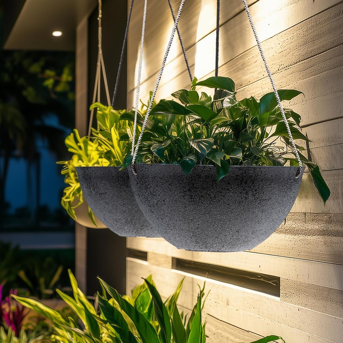 LA JOLIE MUSE Large Hanging Planters for Outdoor Plants - 13 Inch Hanging Flower Pots with Drainage