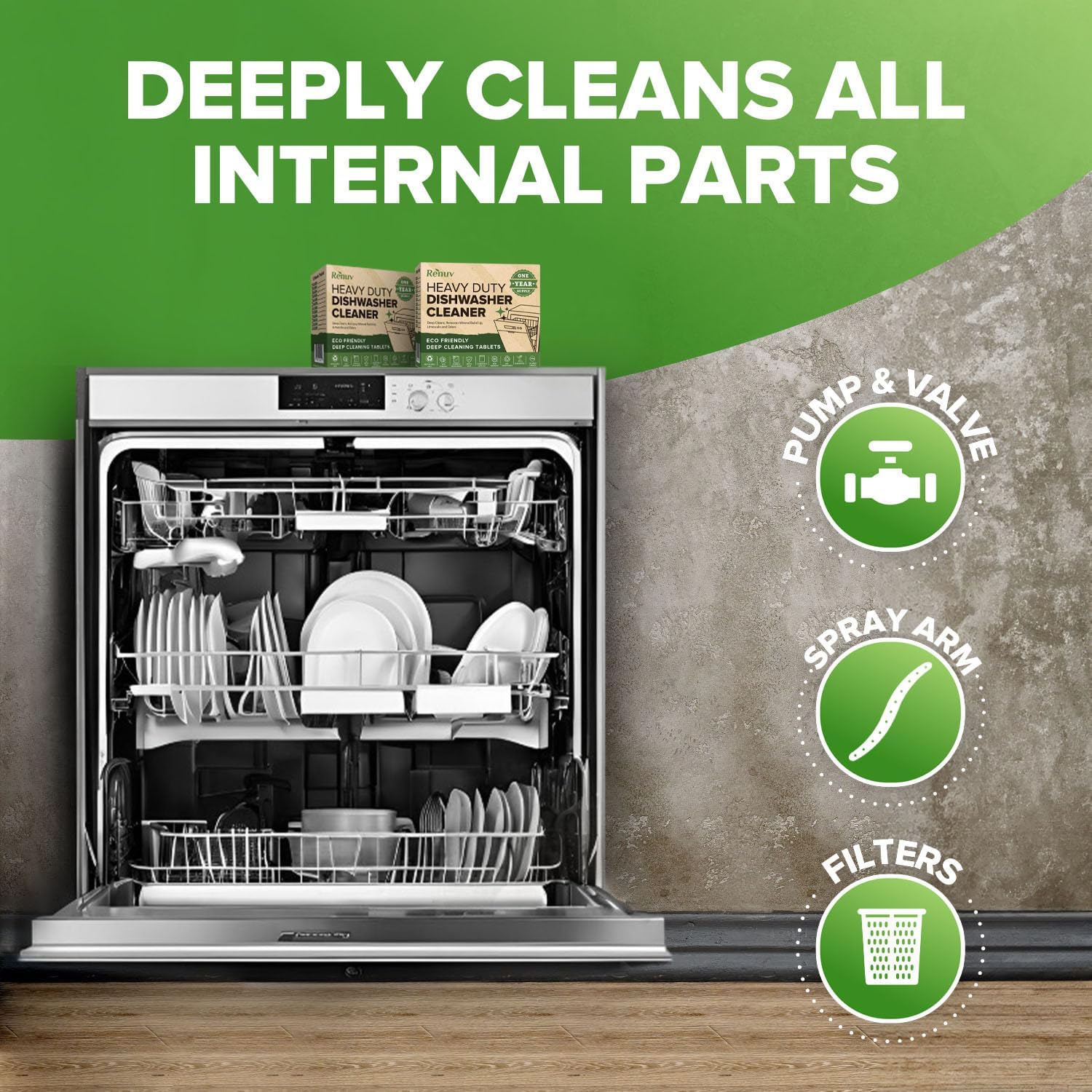 Dishwasher Cleaner + Washing Machine Cleaner Bundle - Heavy Duty Appliance Deep Cleaning, Descaling